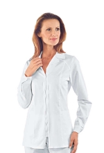 Casacca DONNA Barcellona colore BIANCO - chiusura a ZIP cerniera e Bottoni ai polsi - 100% Cotone– medicale - sanitario - estetico - alimentare – servizi - ISACCO