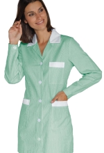 Casacca DONNA Marbella – colore a RIGHE VERDI e inserti in BIANCO – 100% Cotone – sanitario – medicale – infermieristico – estetico – alimentare – ISACCO