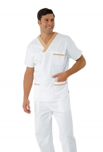 CASACCA COLLO A V BIANCO+ BISCOTTO UNISEX 100 % COTTON